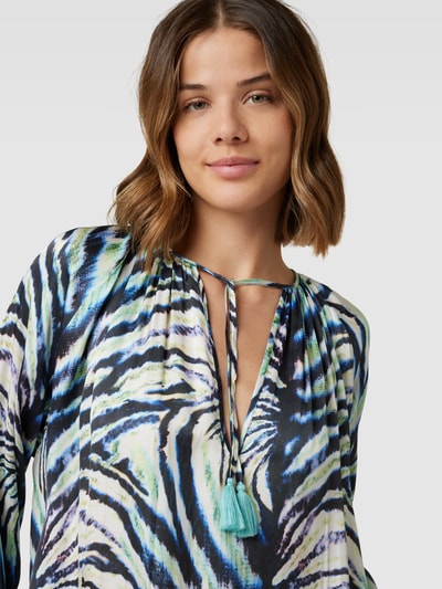 Yippie Hippie Blouseshirt van viscose met dierenprint Blauw - 3