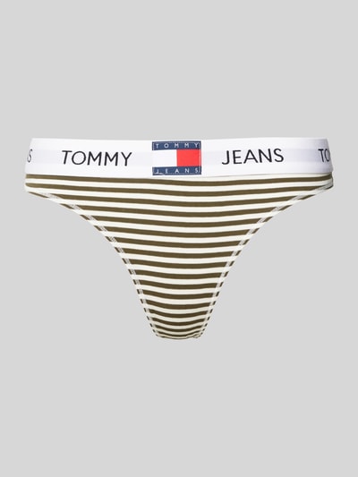 TOMMY HILFIGER Stringi ze wzorem w paski Khaki 1