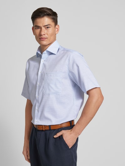 Eterna Comfort fit zakelijk overhemd met all-over motief Bleu - 3