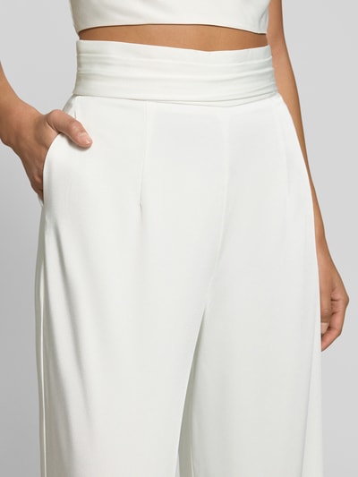 Luxuar Spodnie materiałowe z tasiemką w talii i wpuszczanymi kieszeniami Złamany biały 3