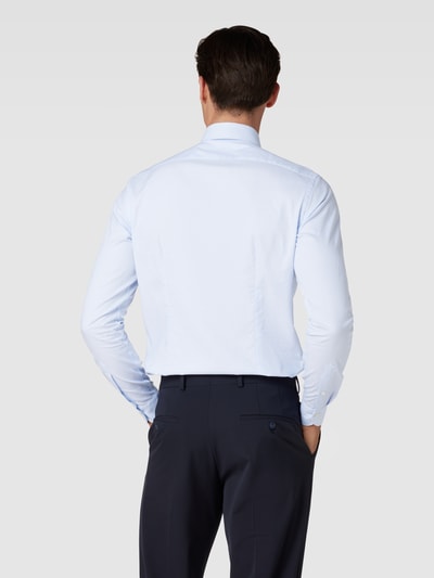 XACUS Regular Fit Businesshemd aus Uni Struktur Bleu 5