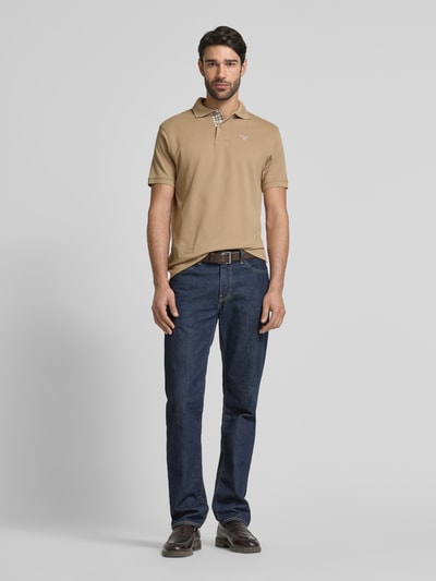 Barbour Slim fit poloshirt met labelstitching Zand - 1