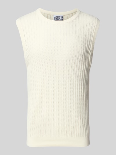JAKE*S STUDIO MEN Top z prążkowanymi wykończeniami Złamany biały 2