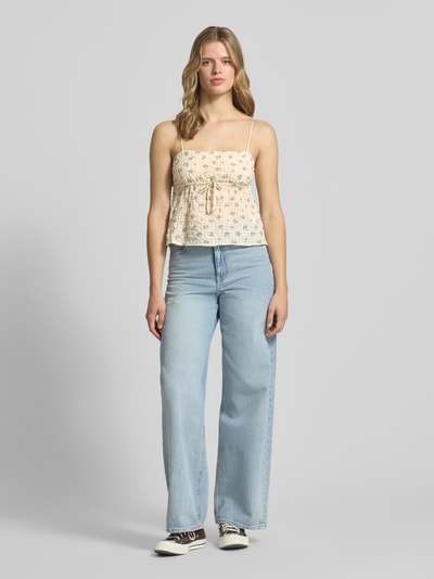 REVIEW Babydoll-Top aus Seersucker mit Schnürung Offwhite 1
