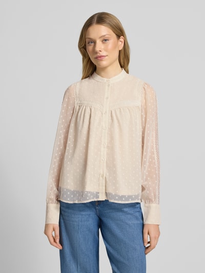Vero Moda Regular fit chiffon blouse met dobbystructuur, model 'LEAH ANNIKA' Ecru - 4
