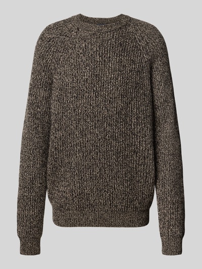 Produktfoto, Strickpullover in melierter Optik von Christian Berg Men, braune und graue Töne, grobe Struktur, Gerade Schnittführung