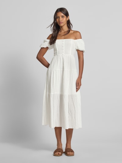 Apricot Midikleid in Crinkle-Optik Offwhite 1