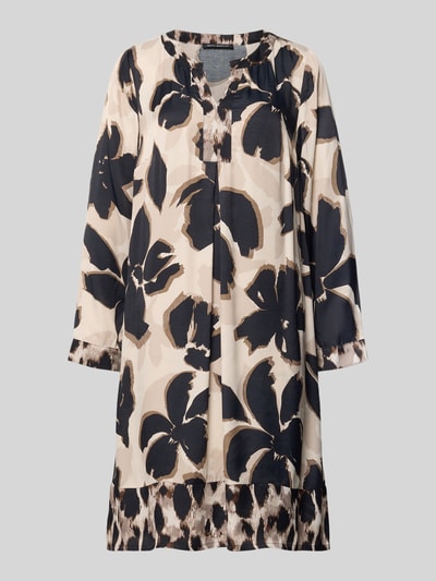 Produktfoto, Figurumschmeichelndes Freizeitkleid aus reiner Viskose Modell 'NOS JULI' von Betty Barclay, Damen Freizeitkleid, beige-schwarze Blumenmuster, leichter Stoff, strukturierte Oberfläche