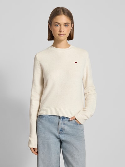 Review Nauwsluitende gebreide pullover met ronde hals Offwhite gemêleerd - 4