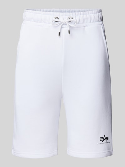 Alpha Industries Regular fit sweatshorts met labelprint Wit - 2