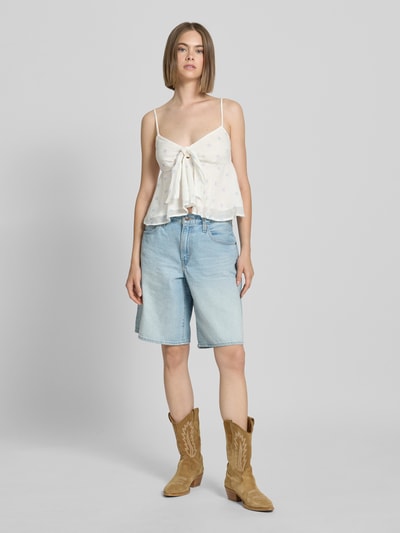 Gina Tricot Blusentop mit Spaghettiträgern und Knotendetail Bleu 1