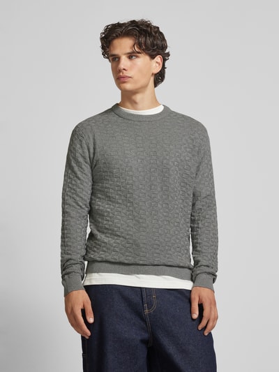 Only & Sons Strickpullover mit Strukturmuster Modell 'KALLE' Hellgrau 4