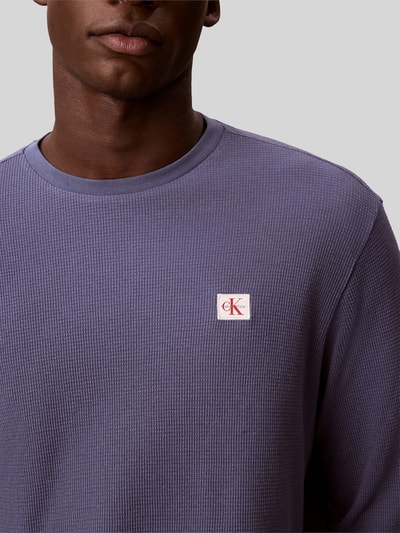 Calvin Klein Jeans Bluzka z długim rękawem o kroju regular fit z mieszanki bawełny Jeansowy niebieski 3