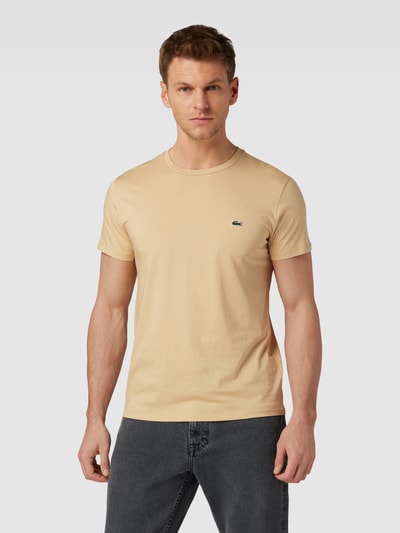 Lacoste T-shirt in effen design, model 'Supima' Beige - 4