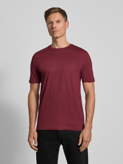 HUGO Slim fit T-shirt van puur katoen, model 'DIMERSTEE' Bordeaux - 4