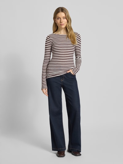 Marc O'Polo Slim Fit Langarmshirt aus reiner Baumwolle Bordeaux 1