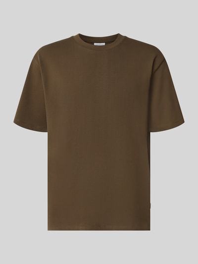 Produktfoto, Oversized T-Shirt aus reiner Baumwolle von Lindbergh in Braun, halbärmeliges Design, schlichte Textur