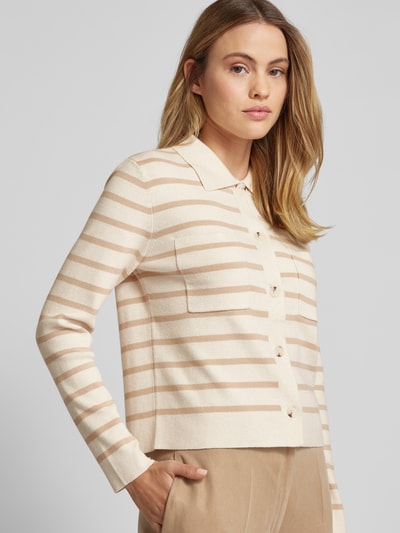 Oui Cardigan mit Brusttaschen Beige 3