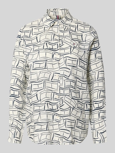 Produktfoto, Relaxed Fit Langarmbluse aus reinem Leinen von Tommy Hilfiger, Optik:Allover-Muster, Passform: Relaxed-Fit, Hemdkragen, einreihige Knopfleiste, Logo-Stitching, Langarm, Manschette, Rumpfabschluss: abgerundet, Flammgarn, Material: Leinen.