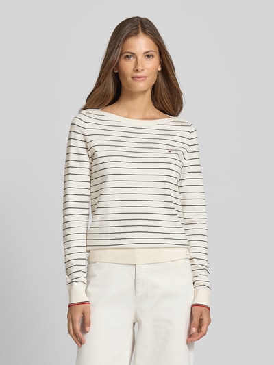 Tommy Hilfiger Bluzka z długim rękawem o kroju regular fit z mieszanki bawełny Écru 4