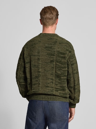 BOSS Orange Regular fit gebreide pullover van katoenmix, model 'KIRESO' Kaki - 5