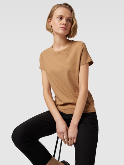 BOSS Black Women T-shirt met structuurmotief, model 'Eventsy' Camel - 3