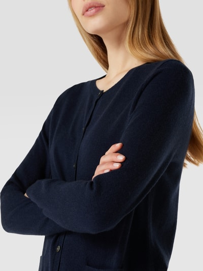 Christian Berg Woman Cardigan van kasjmier met steekzakken Donkerblauw - 3