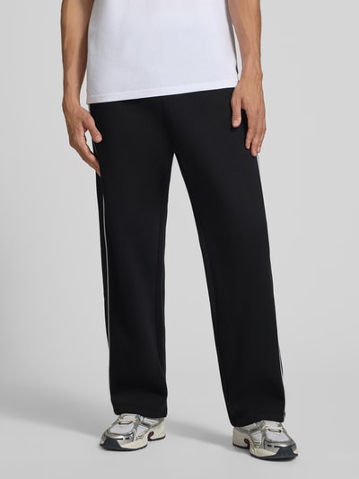 REVIEW Straight Fit Sweatpants aus reiner Baumwolle mit Label-Patch Black 4