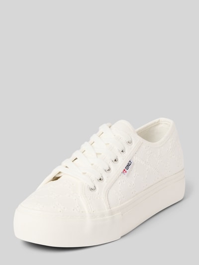ONLY Low Top Sneaker mit Lochstickmuster Modell 'NOOMI' Weiss 1