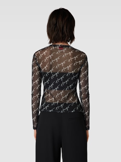 HUGO Shirt mit Allover-Label-Detail Modell 'Diralina' Black 5