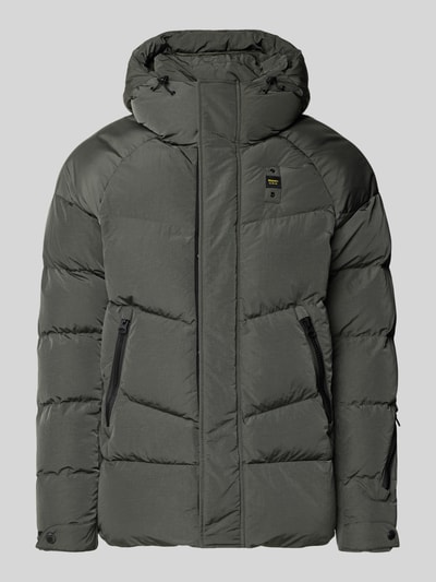 Blauer Usa Steppjacke mit Label-Patch Modell 'CROWN' Graphit 2