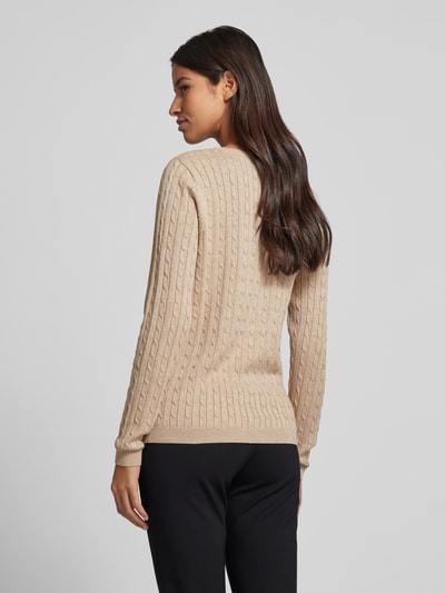 Christian Berg Woman Gebreide pullover met kabelpatroon Roodbruin gemêleerd - 5