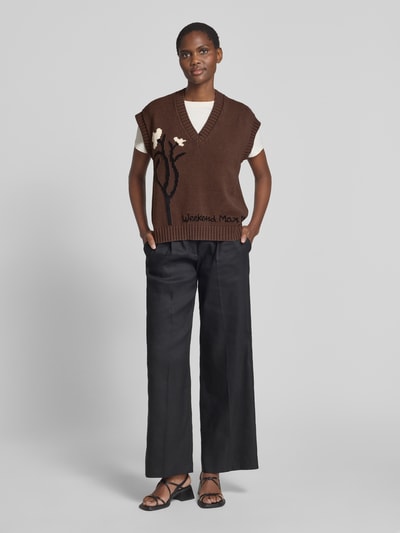 Weekend Max Mara Strickpullover mit Kappärmeln Modell 'CRUSCA' Dunkelbraun 1