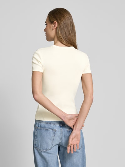 Jake*s Casual Slim fit T-shirt met fijnrib Lichtgeel - 5