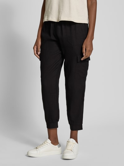 FREE/QUENT Tapered Fit Leinenhose mit Cargotaschen Modell 'Lava' Black 4