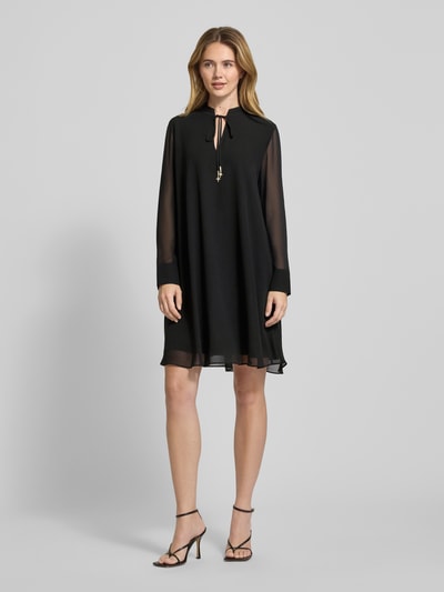 JOOP! Knielange jurk met opstaande kraag, model 'Delilah' Zwart - 1