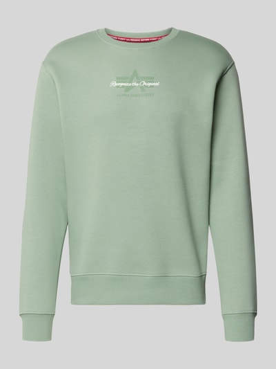 Alpha Industries Sweatshirt met logo en ronde hals Lindegroen - 2