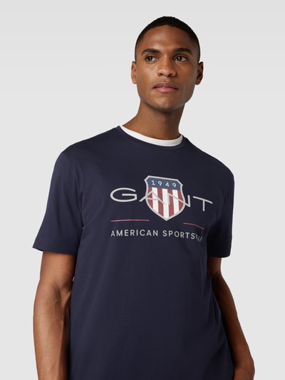 Gant T-Shirt mit Label-Print Modell 'ARCHIVE SHIELD' Marine 3