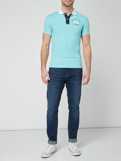 La Martina Slim Fit Poloshirt mit Logo-Stickerei  Tuerkis 1