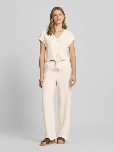 ONLY Regular Fit Blusentop aus Viskose-Leinen-Mix Modell 'SIESTA' Ecru 1