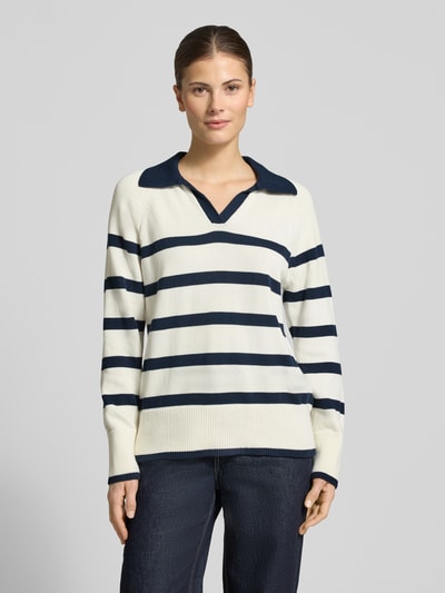 Stefanel Gestreifter Pullover mit Polokragen Marine 4