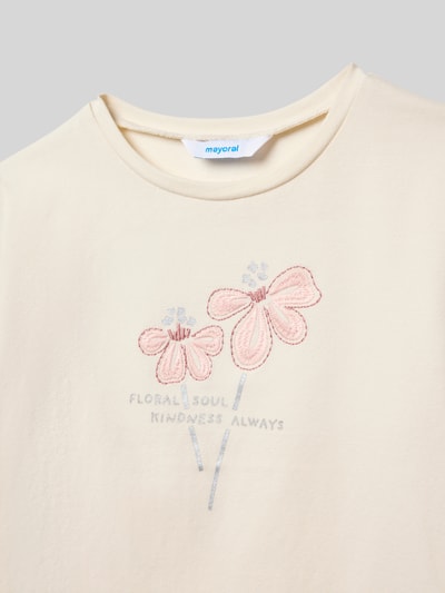 Mayoral Bluzka o kroju regular fit z długim rękawem i nadrukiem z napisem Złamany biały 2