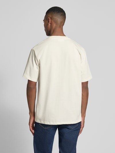 Lindbergh T-Shirt mit geripptem Rundhalsausschnitt Offwhite 5
