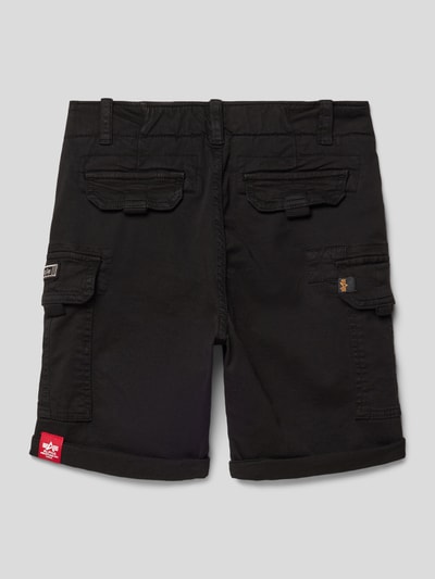 Alpha Industries Korte cargobroek met labeldetail, model 'CREW' Zwart - 3