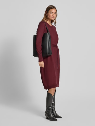 FREE/QUENT Overhemdjurk van viscosemix met strikceintuur, model 'Conny' Bordeaux - 1