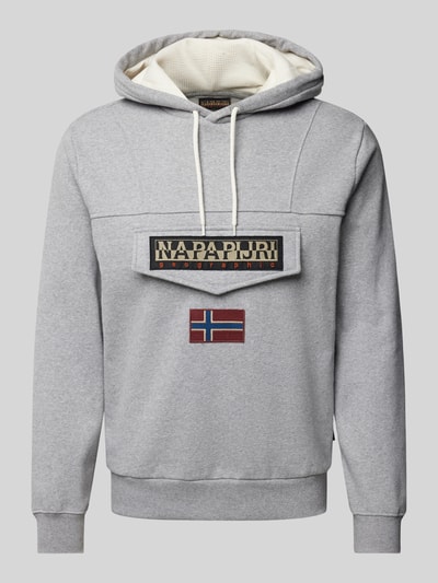 Napapijri Hoodie met labelpatch, model 'BURGEE' Middengrijs - 2