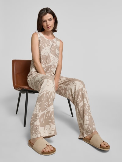 FREE/QUENT Wide leg stoffen broek met tunnelkoord, model 'Lavisco' Taupe - 3