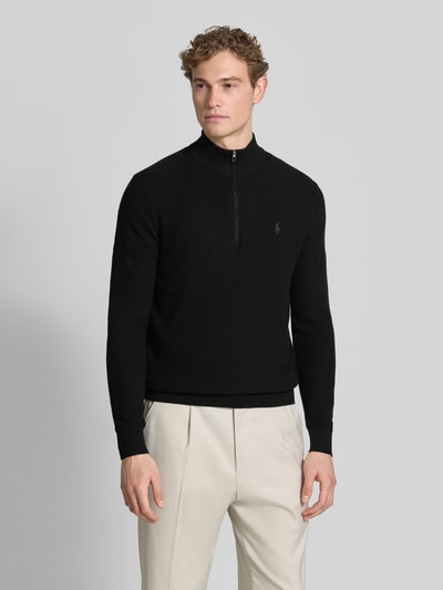 Polo Ralph Lauren Regular Fit Troyer aus Baumwoll-Mix mit Logo-Stitching Black 4