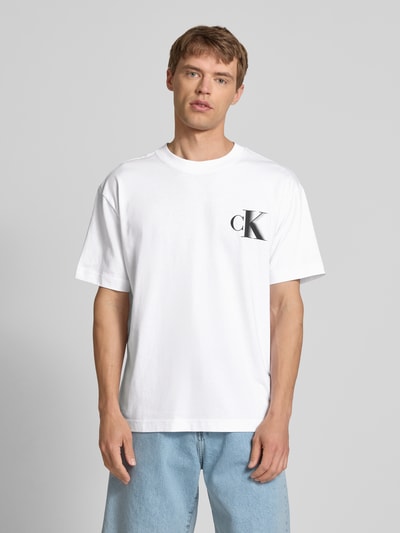 Calvin Klein Jeans T-shirt z nadrukiem z logo i okrągłym dekoltem Biały 4