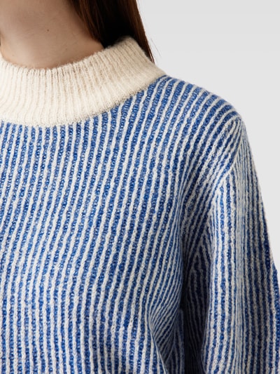 ICHI Strickpullover mit Streifenmuster Modell 'Kamara' Blau 3